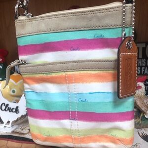 Coach Hampton Watercolor Stripe Small Crossbody Bag Swing Pack with Hangtag